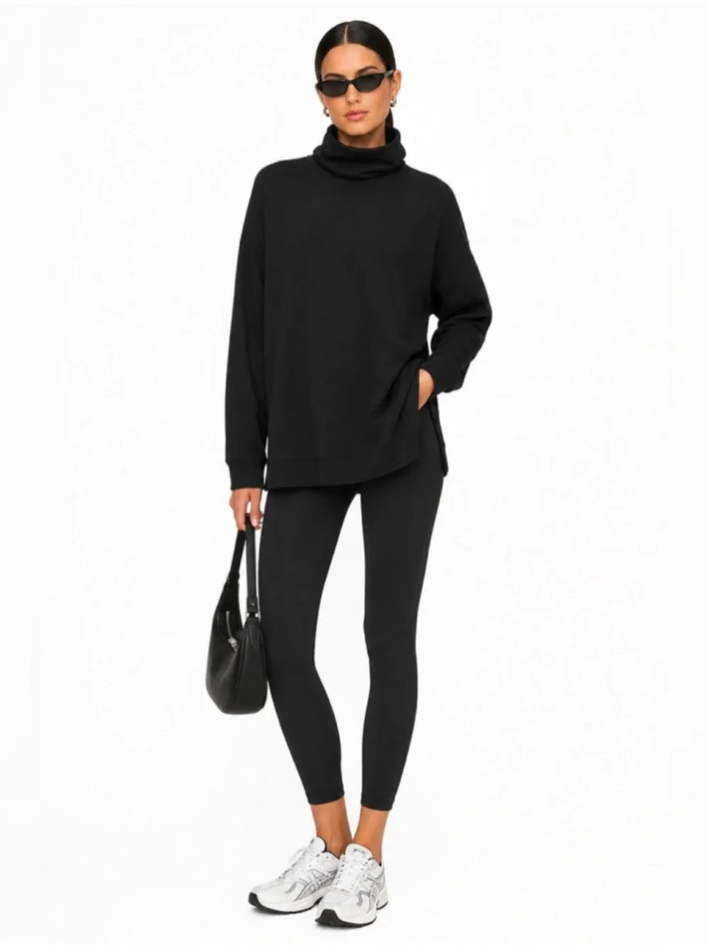 SPANX Turtleneck Oversized Women's Sweater Small in Black Athleisure Luxe
